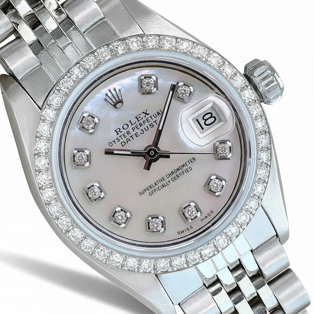 ホワイトダイヤモンド　26-43 Rolex Datejust Steel White MOP Diamond 26mm Watch Jubilee Watch w