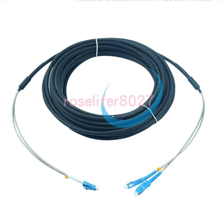 10M Outdoor Waterproof Field Fiber Patch Cord LC to SC LC-SC SM 9/125 Duplex - Photo 1/1