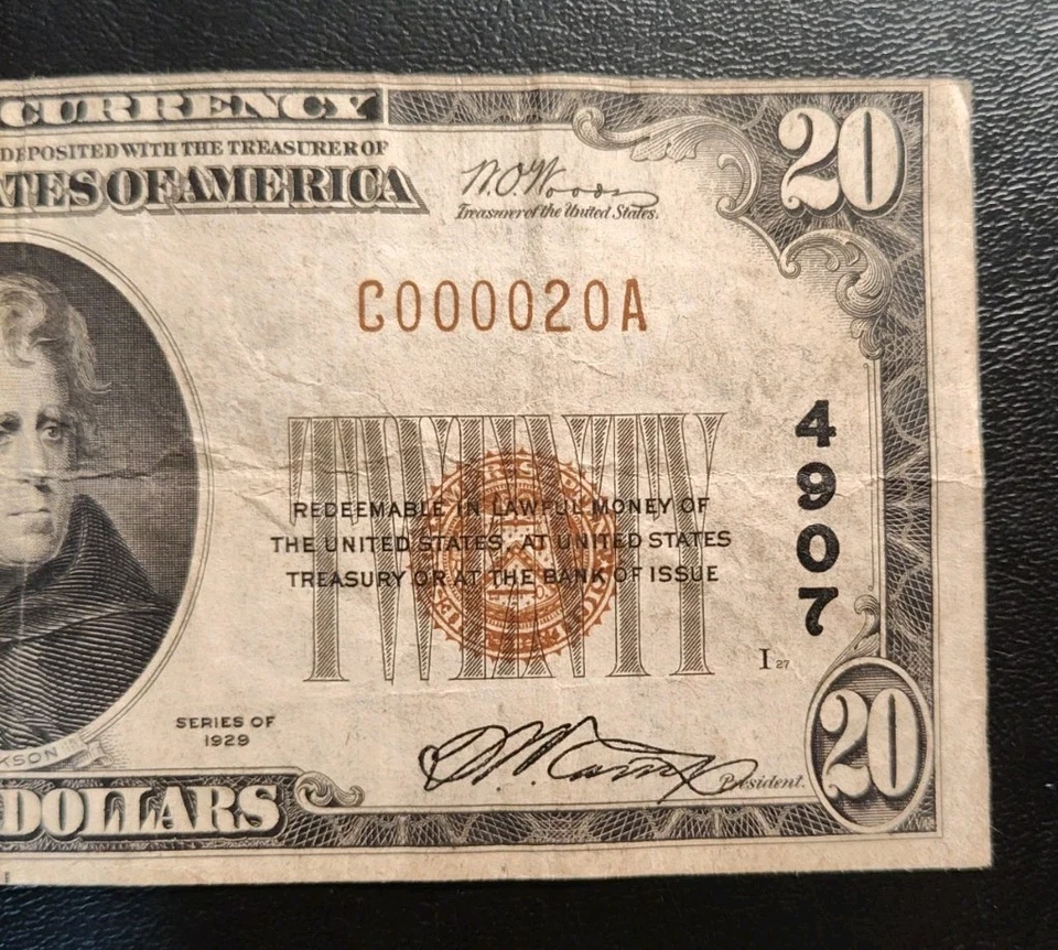 Springfield Chapin N.B. & T.C. Springfield Mass. $20 Ntl. Note, Low Serial No. - Image 4 of 4