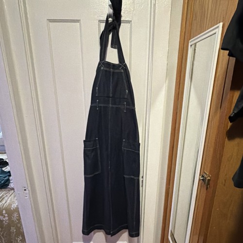 Weekday XS Dark Blue Cotton Denim Work Dress Sleeveless With Large Pockets