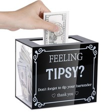 Acrylic Tip Box Tip Collection Jar 6 x 5 x 4 Inch Money Container Acrylic Col...