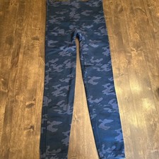 SPANX High Waist Look at Me Now Leggings Black Camo Nylon Stretch Womens Size XL