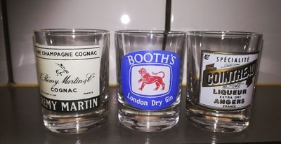 Glas Stamperl Schnapsglas Motive Getränke Remy Martin GIN Cointreau 3 Gläser