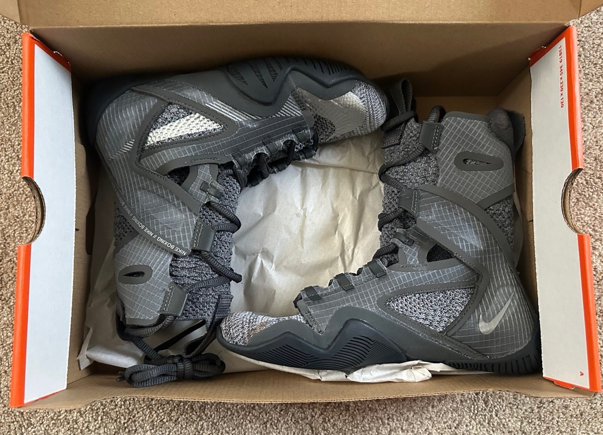 NIB Nike Hyper KO 2 Boxing Shoes Iron Grey/Metallic Silver, Size 4
