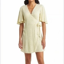 BILLA BONG Weekend Vibes Agave NWT $59 Wrap Mini Dress Floral Size S
