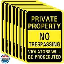 Yaocom 8 Pcs Private Property No Trespassing Sign Metal Reflective Aluminum V