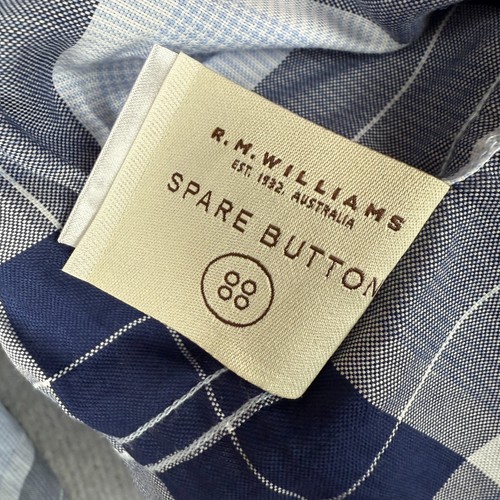 RM Williams Shirt Mens XXL Blue White Check Long Sleeve Button Up Cotton - Picture 7 of 9