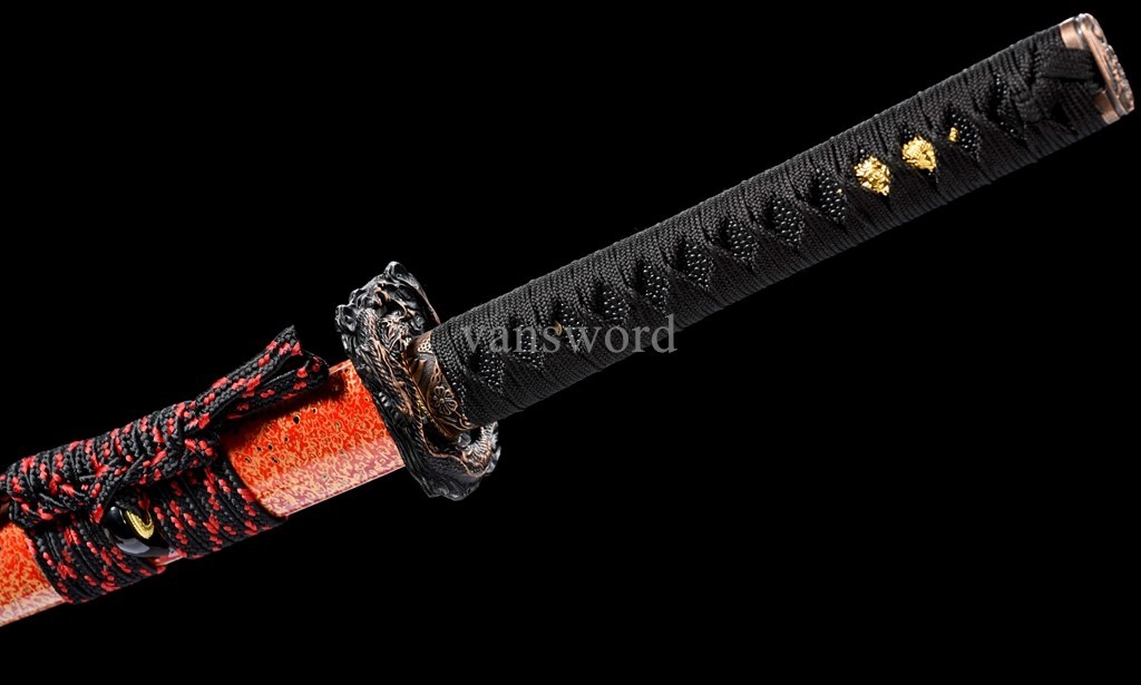 High Manganese Steel Japanese Katana Black Blade Samurai Sword Full Tang Real