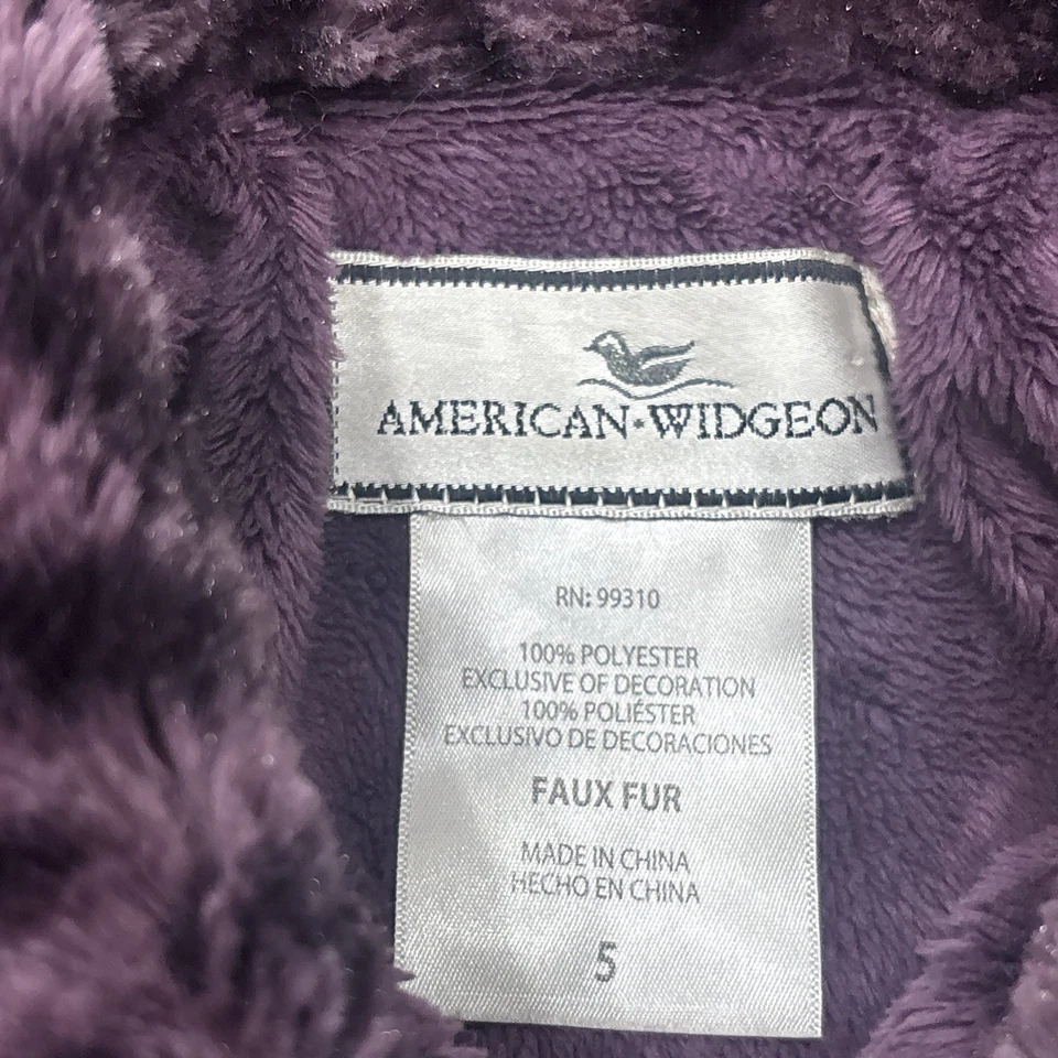 Abrigo American Widgeon Niñas 5 Púrpura Imitación Piel Leopardo Estampado Chaqueta Bolsillos Foto 3 de 4