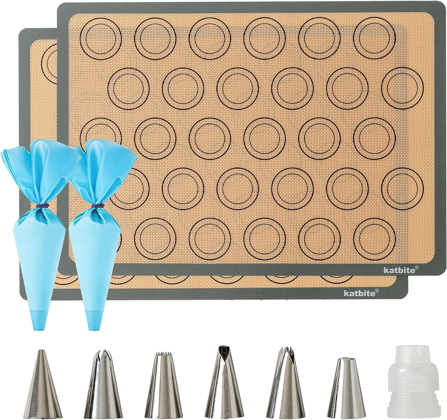 Macaron Silicone Baking Mats, Silicone Macaroons Baking Mat Set of 2 Half Sheet