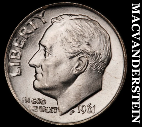 1961 Silver Roosevelt Dime - Choice Gem Brilliant Unc  Lustrous  #i6397