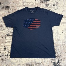 Ariat T-shirt Spell Out Logo Graphic Print USA Flag Patriotic Blue Men's XL
