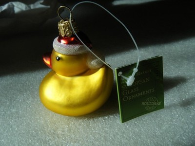 Rubber Duck  Mouth Blown Glass Christmas Ornament Made In Poland Jeep Lovers