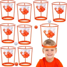 12 Pcs Head Hoop Basketball Party Game Set Portable Adjustable Basket Net Headba