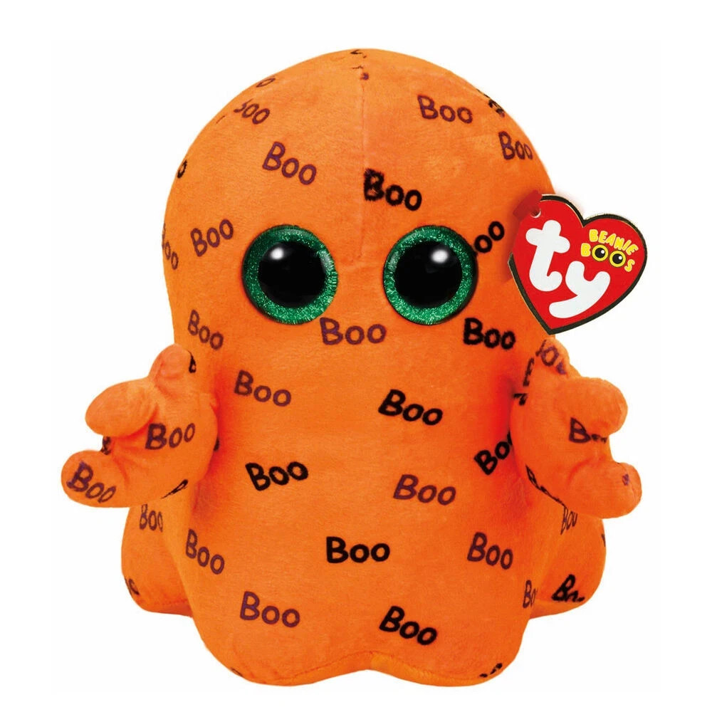 TY Beanie Boo Ghoulie Orange Halloween Ghost Medium 37079 9"" TALL ****NEW