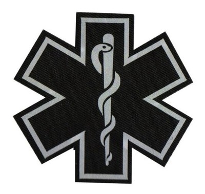 Black Star of Life Official VELCRO  Medic EMT Patch Badge Sanitäter reflektierend