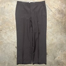 Vintage 70s Unbranded Brown Striped Trousers Pants 36x28 1970s True Vintage