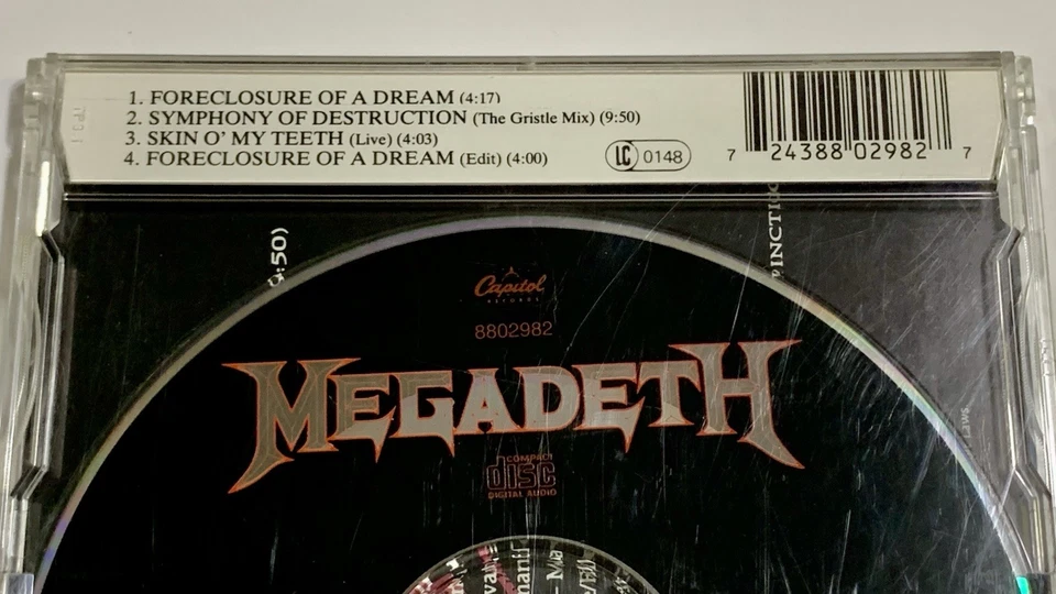 Megadeth Forclosure Of A Dream UK CD Single Nine Inch Nails Remix 1992 Capitol Foto 3 de 4