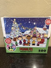 Peanuts 500 Piece Jigsaw Puzzle Holiday lights With LED Lights-Sealed