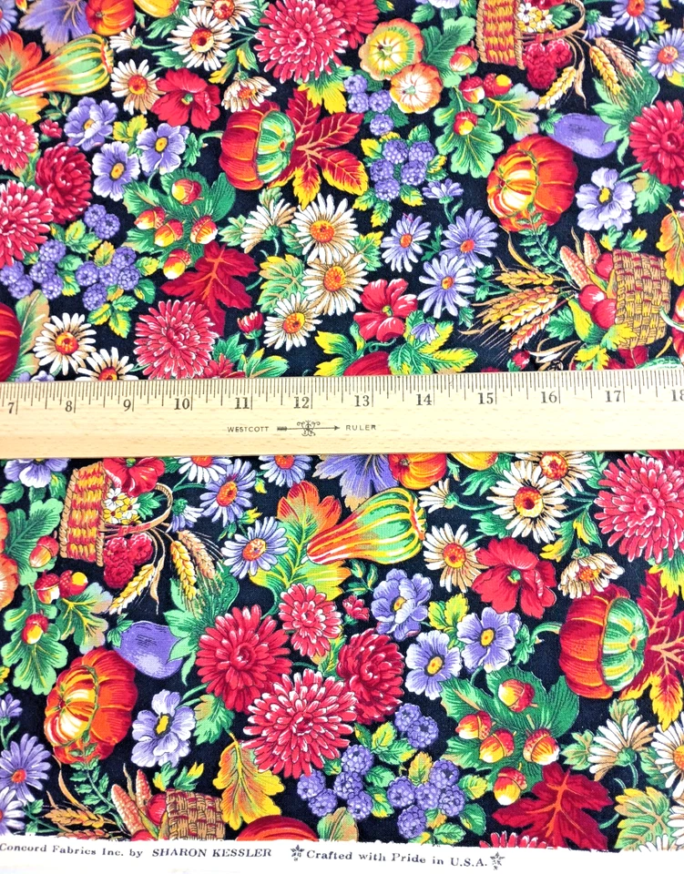 Sharon Kessler Autumn Floral Cranston Fabric 100% Cotton By Yard 4 yds. Total - Image 3 of 4