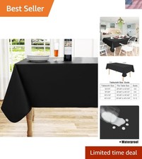Rectangle Vinyl Tablecloth, Waterproof Spillproof Plastic Flannel Backed East...