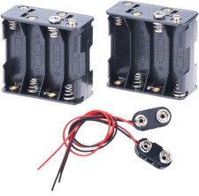 2 Set AA Battery Holders with T-Type Wired Snap Connectors for 8 x AA Batteries