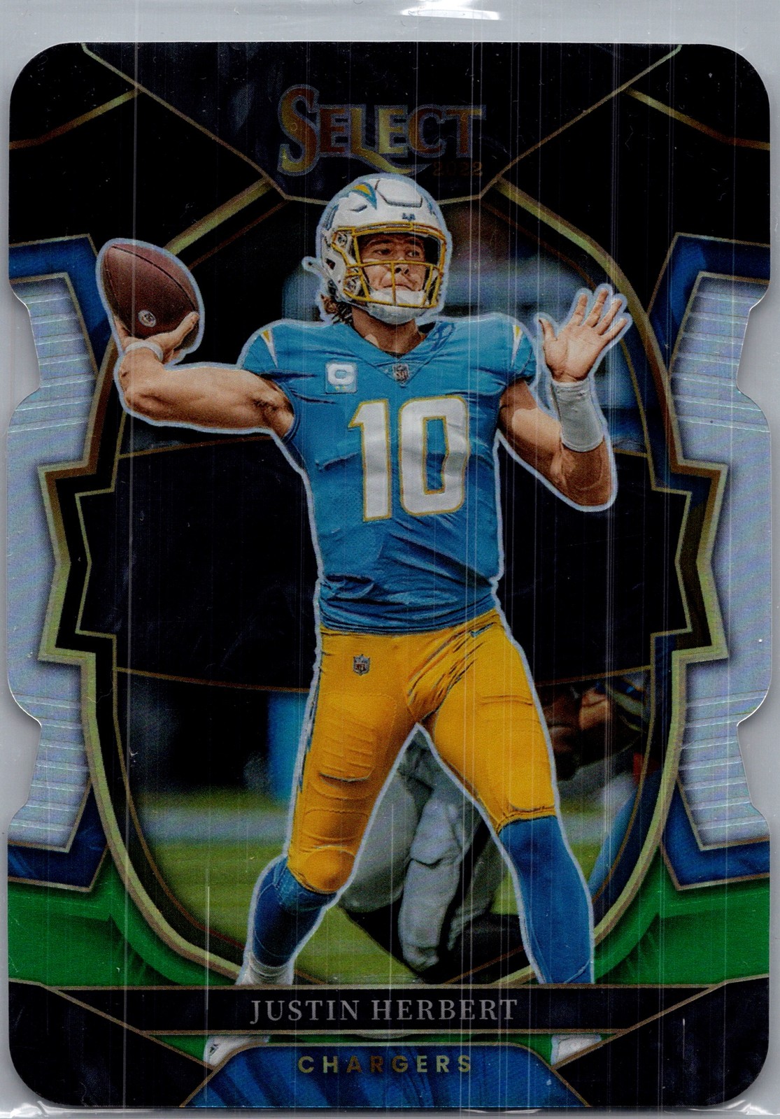 2022 Panini Select #14 Justin Herbert Black and Red Prizm Die Cut