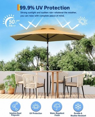 Ø2.15m 7FT Sonnenschirm UV-Schutz Balkonschirm Marktschirm Terrasse Gartenschirm