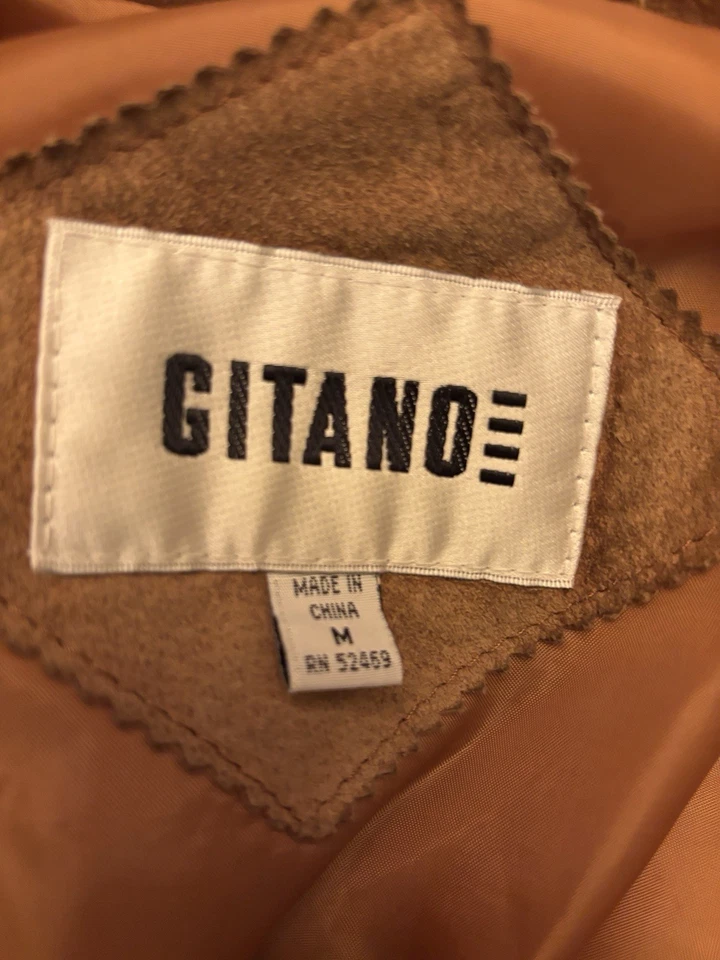 Gitano/Leather Medium Nubuck Leather Brown Bomber Jacket Men’s - Image 4 of 4