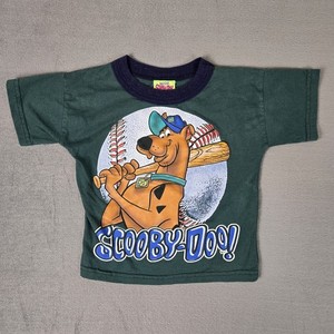 Vintage Y2K Scooby-Doo Shirt Youth Small Green Cartoon Network Baseball Sports
