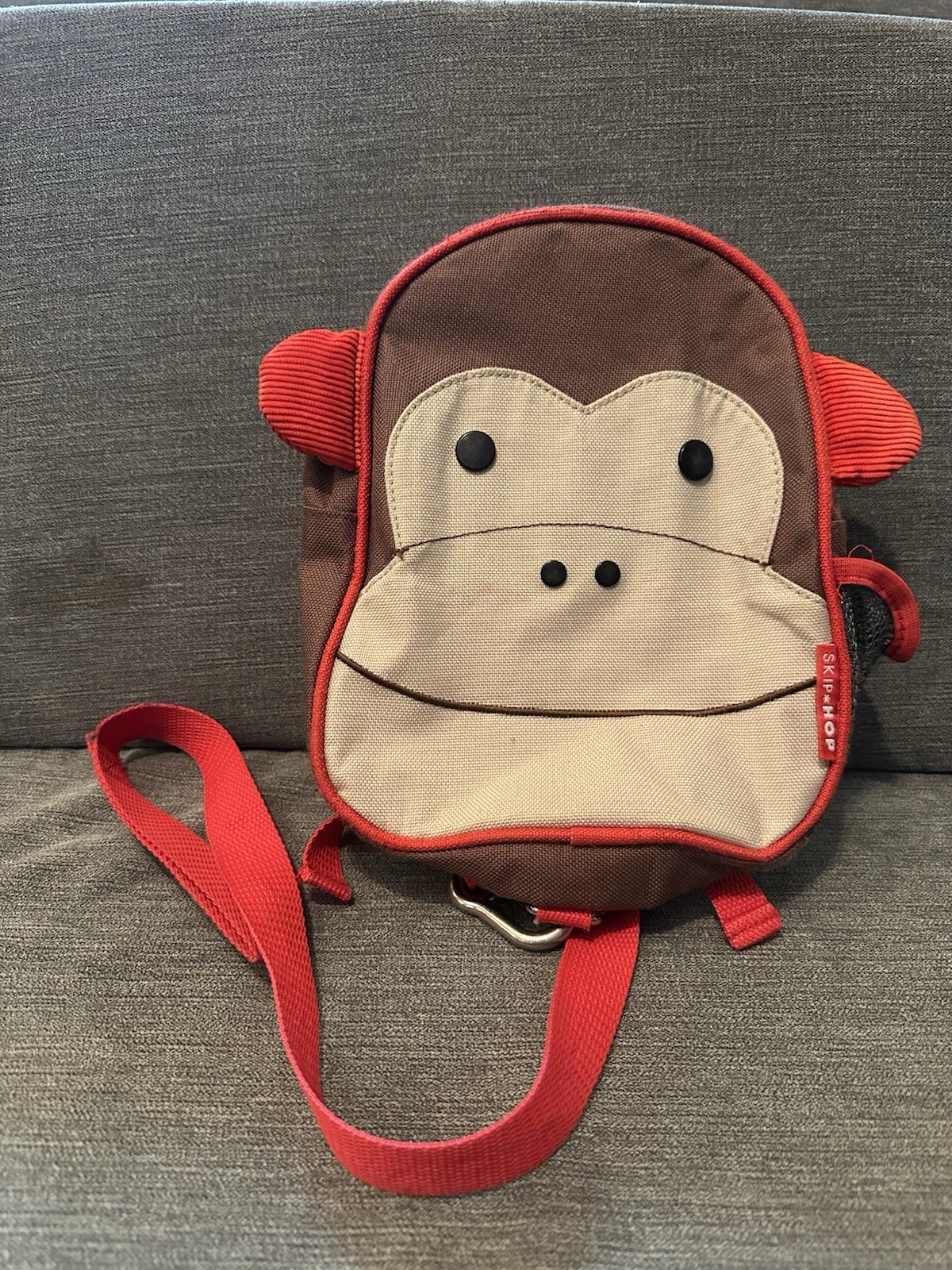 Skip Hop Zoo Monkey Toddler Backpack w Safety Harness Leash Red Brown Bag