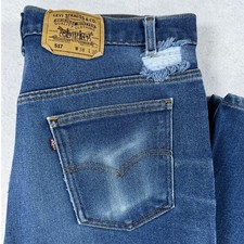 Vintage Levis 517 Orange Tab Jeans Mens 38x30 Blue Bootcut USA Made Distressed