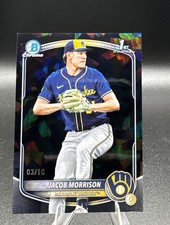 2025 Bowman Draft Chrome Jacob Morrison 1st Bowman Brewers Sapphire Black 03/10
