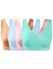Rhonda Shear Women's 4pk Seamless Bra Sienna/Blue/Pink/Light Turquoise