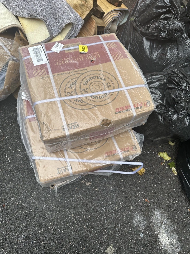 Juego de 2 placas de parachoques de peso olímpico de goma duradera 45 lb equipo de fitness nuevo Foto 2 de 4