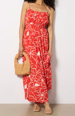 Z Supply Toluca Cala Flora Maxi Dress NWT Orange White Size XS Evereve