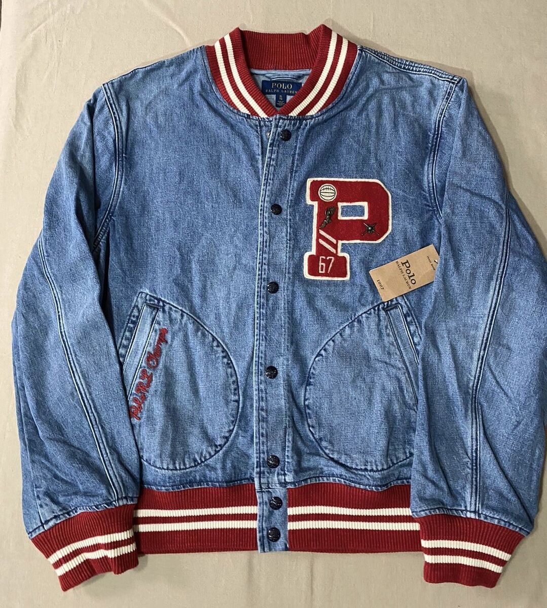 Polo Ralph Lauren Men's Denim LETTERMAN Varsity Baseball Polo Ralph Lauren Men's Denim LETTERMAN Varsity Baseball