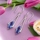 Tanzanite Gemstone Jewelry 925 Silver Handmade Dainty Earrings 2.12" For Women