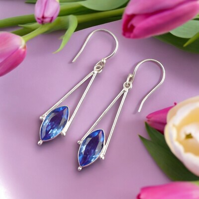 Natural Tanzanite Gemstone Drop/Dangle Dainty Blue Earrings 925 Sterling Silver