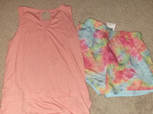 Champion Active Watercolor Running Shorts Sz L 10-12 + Old Navy Active Tank Top - Picture 5 of 5