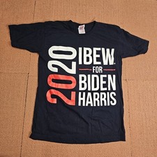 IBEW Union Biden Harris 2020 Graphic T-Shirt Small Black USA MADE Local 838 S3a