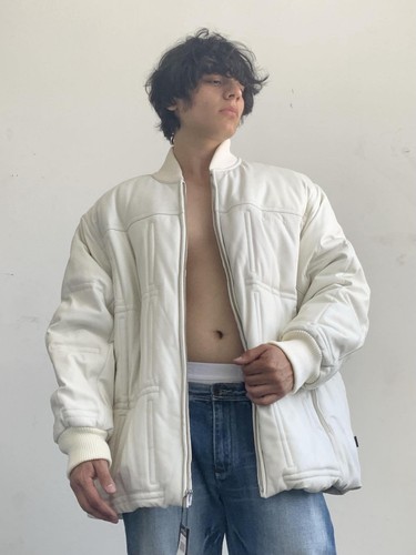 Men's Sean John Vintage Off White Genuine Leather Jacket NWT - Picture 7 of 8