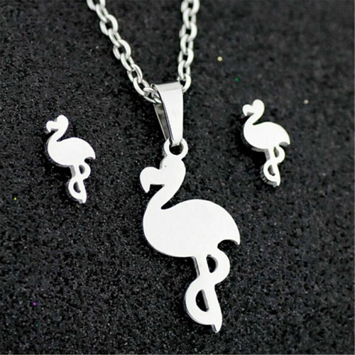 Edelstahl Damen Silber Schmuck Set Anhänger Ohrringe Halskette Charm Geschenk - Bild 36 von 39