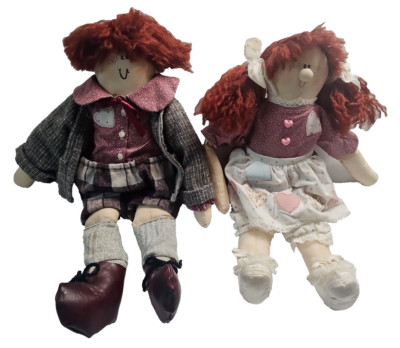 dolls country Jack And Jill Rag Dolls Red Haired Handmade Stuffed 19