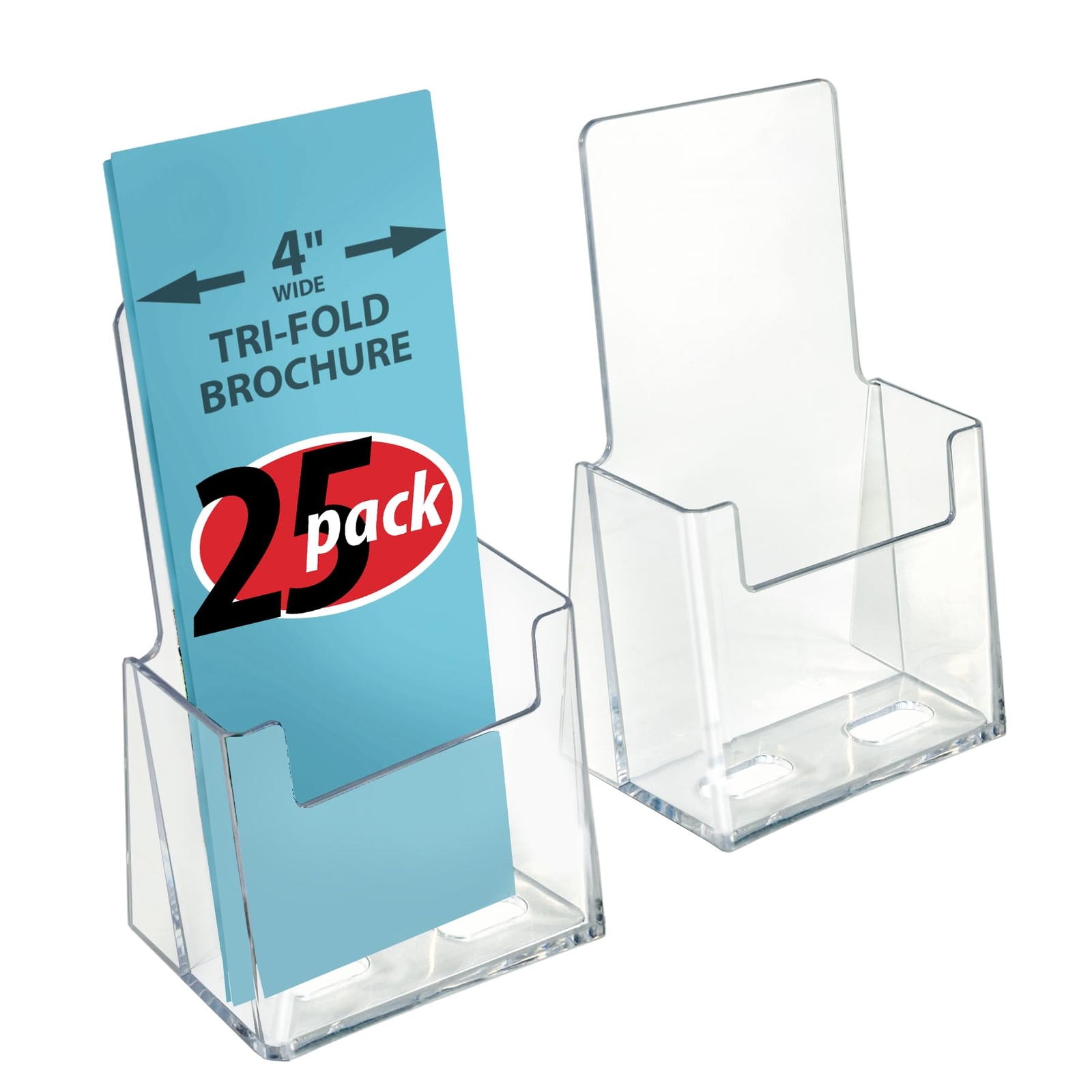 252012-25PK Acrylic Trifold Brochure Holder Plastic Counter top Organizer 25-...