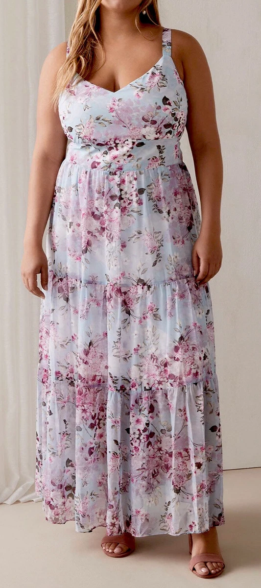 Tiered chiffon dress plus cheap size