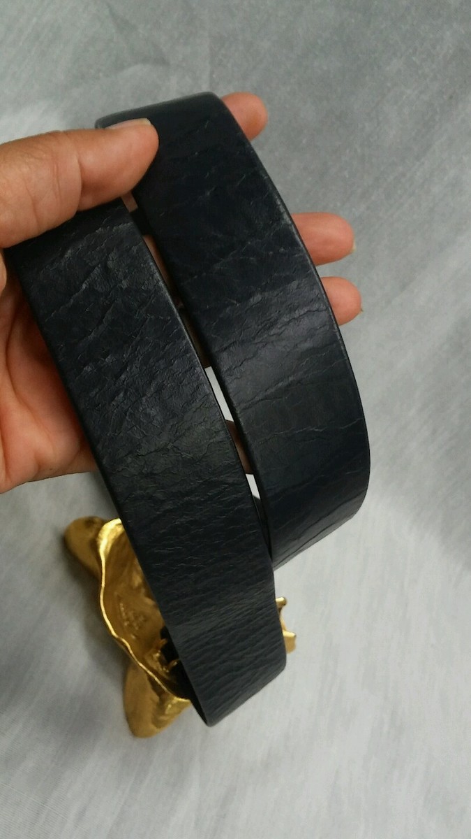 1976 collectable C. Ross gold over black belt. Rare vintage Christopher Ross 1976 cat gold plate belt  main image 3