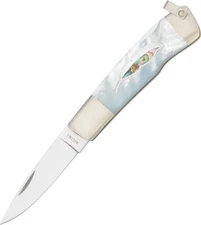 Moki Leaf Lockback Folding Knife VG-10 Steel Blade MOP With Abalone Handle 810EL