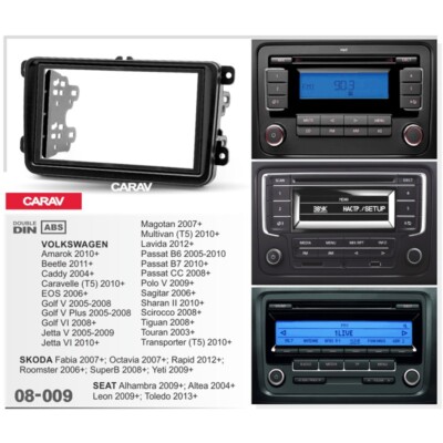 2 Din Car Radio Fascia Panel Frame for VW Touran Caddy SEAT Skoda Fabia Octavia
