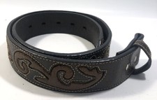 Nocona Western Women's Belt Leather Scroll Roped Conchos Brown Black 35"